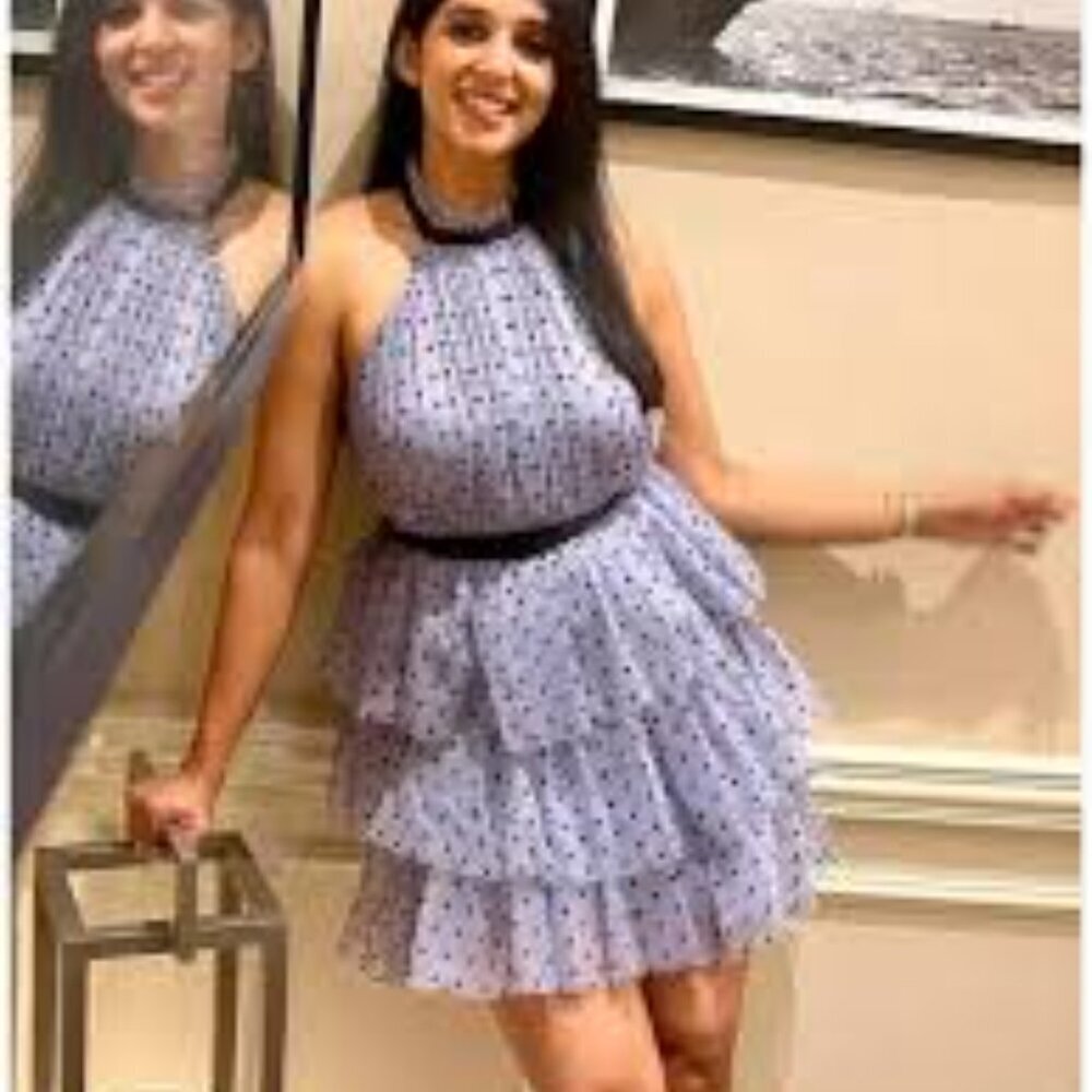 Lipsy Polka-Dotted & Tiered Halter Dress Size 6 NWT